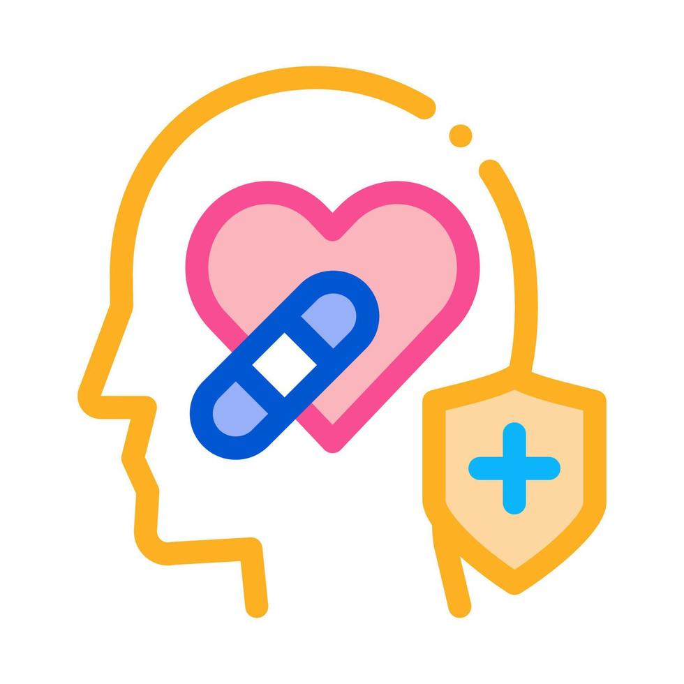 heart and head treatment icon vector outline illustration