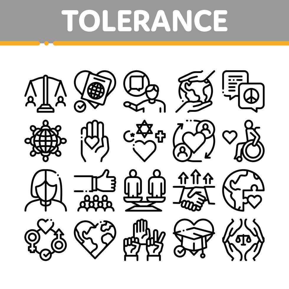 conjunto de iconos de colección de tolerancia e igualdad vector