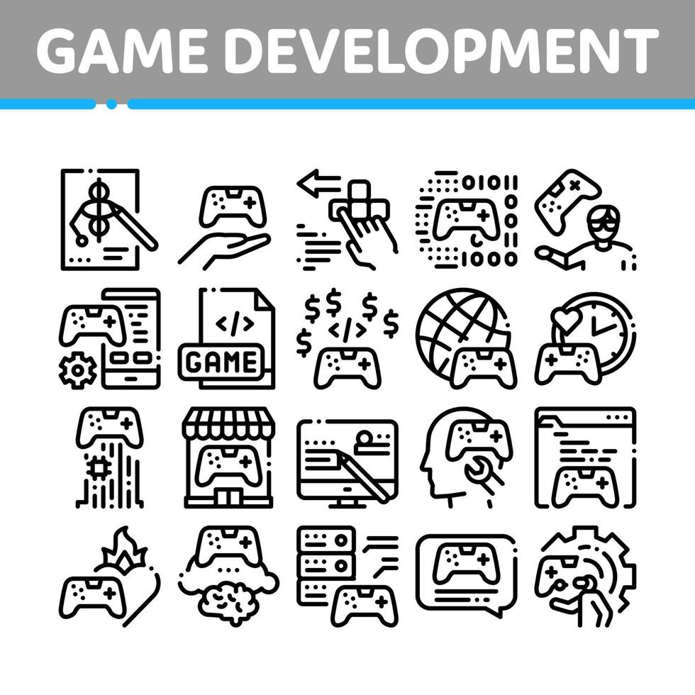 Video Game Development Collection Icons Set Vector