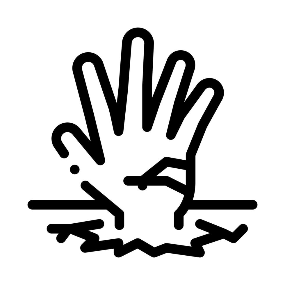 halloween hand sticking from earth icon vector outline illustration
