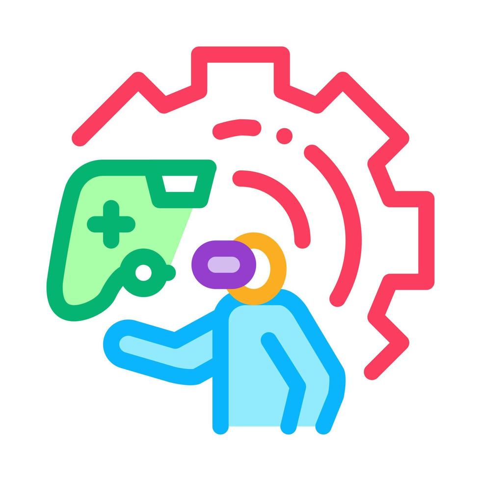 ilustración de contorno de vector de icono de desarrollo y prueba de juegos