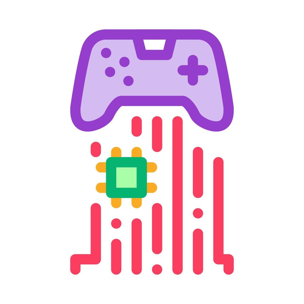 game controller chip icon vector outline illustration