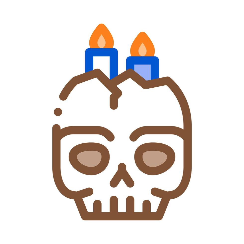 ilustración de contorno de vector de icono de vela de calavera de halloween