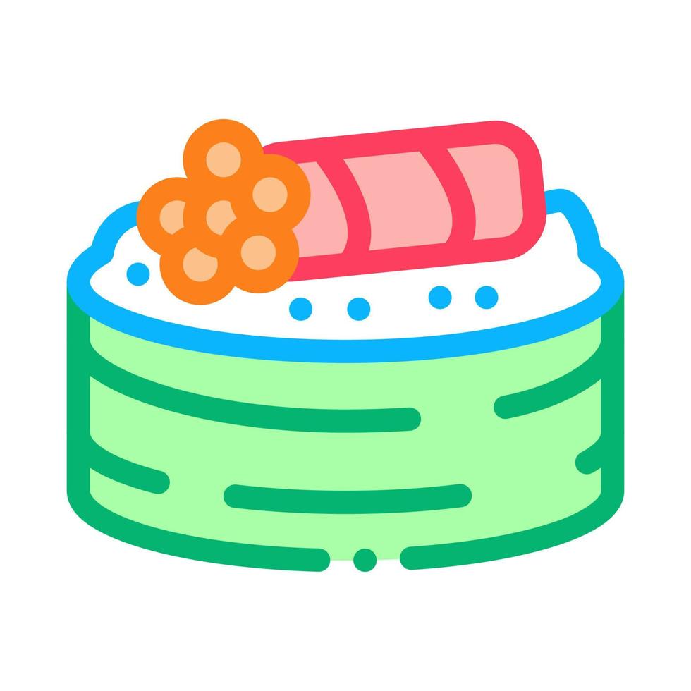 rollo de sushi con ilustración de contorno de vector de icono de caviar