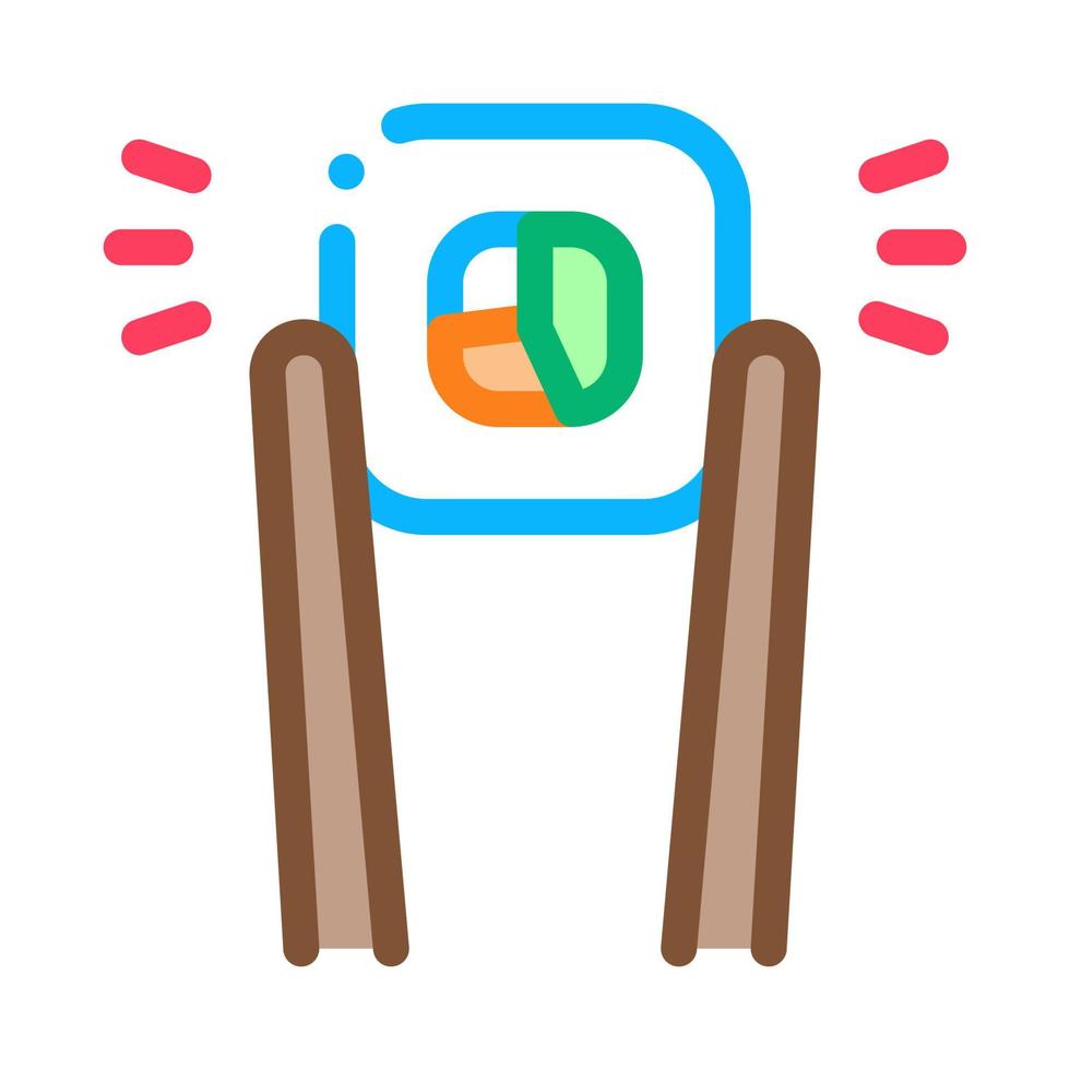rollo de sushi sosteniendo palos icono vector ilustración de contorno