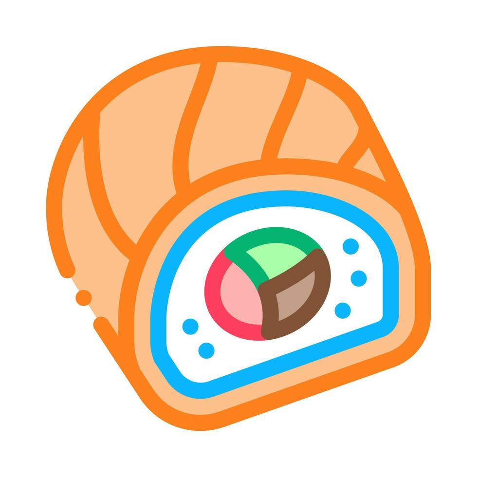 rollo de sushi icono de comida japonesa ilustración de contorno vectorial vector