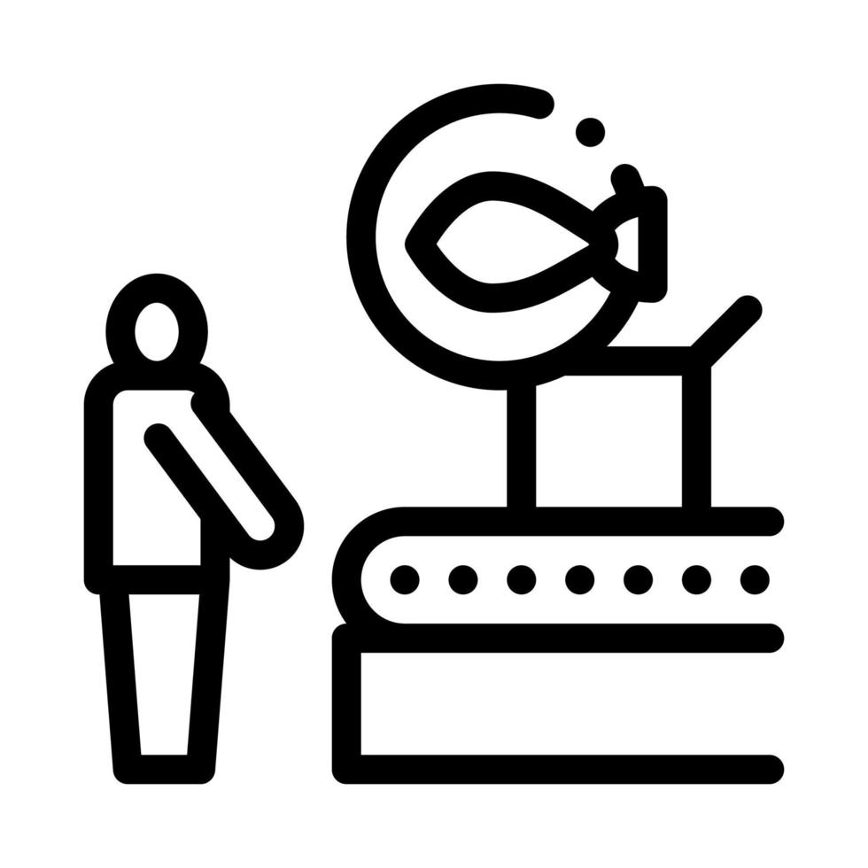 fish factory conveyor icon vector outline illustration