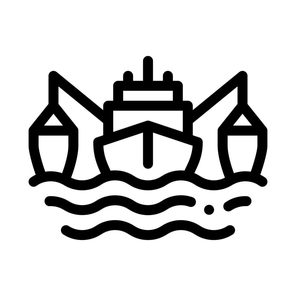 fishing boat icon vector outline illustration
