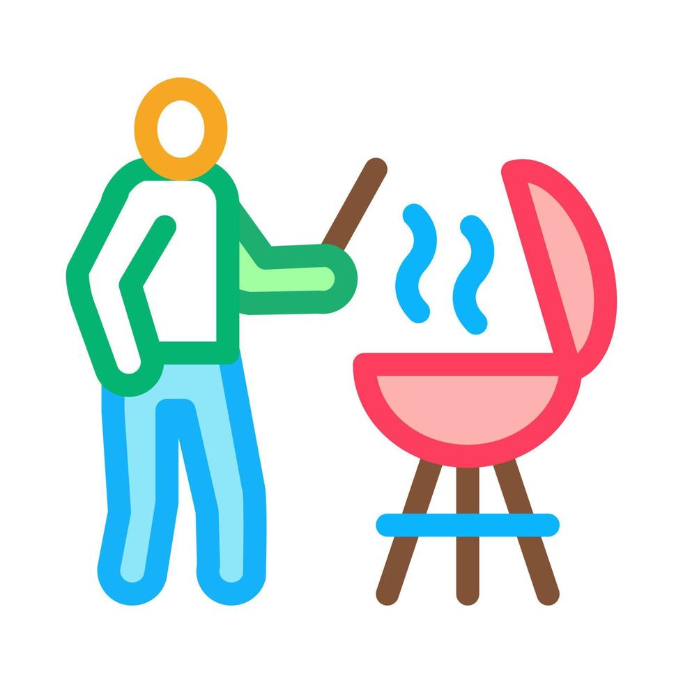 ilustración de contorno de vector de icono de cocina de barbacoa