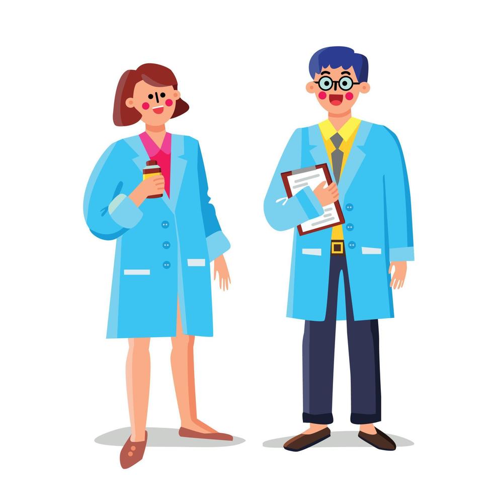 Pharmacist Laboratory Workers Man And Woman Vector