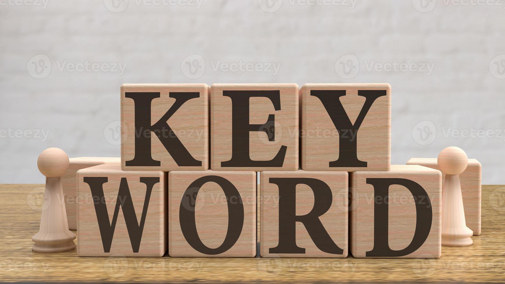 The text keyword on wood cube for business concept 3d rendering photo