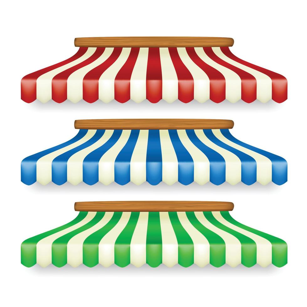 Shop Awnings Different Striped Color Set Vector
