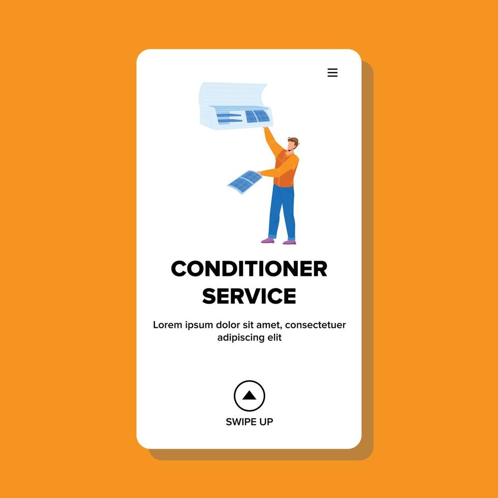 Conditioner Service Worker Repair Equipment Vector