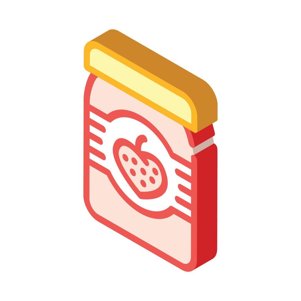 strawberry jam jar isometric icon vector illustration