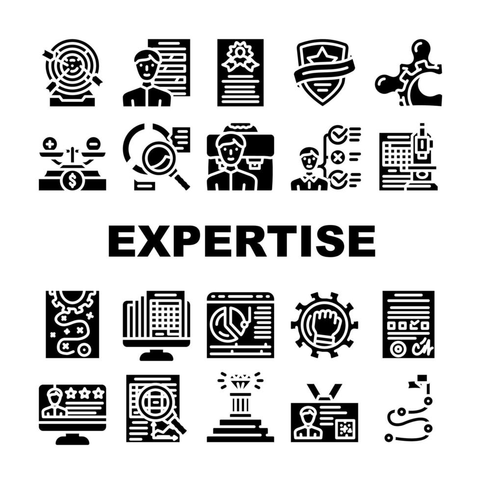 Expertise Business Processing Icons Set Vector
