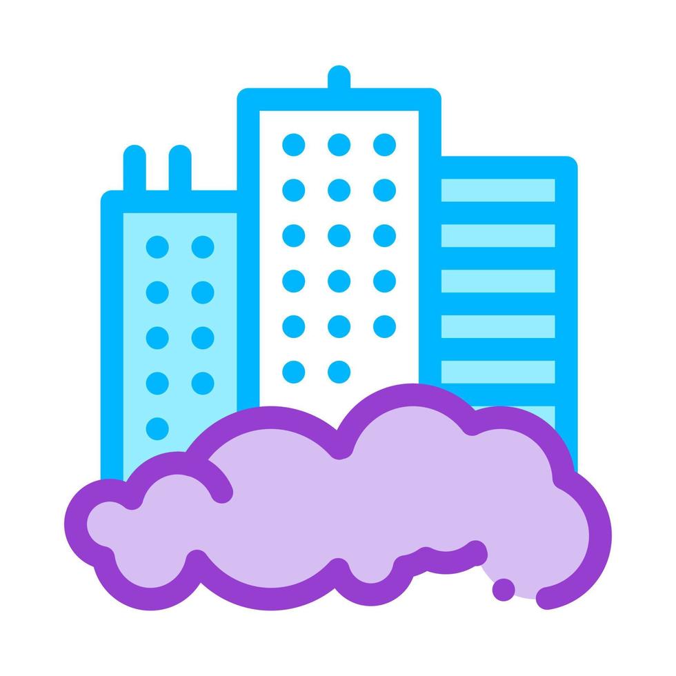 Building Skyscraper And Smog Vector Thin Line Icon
