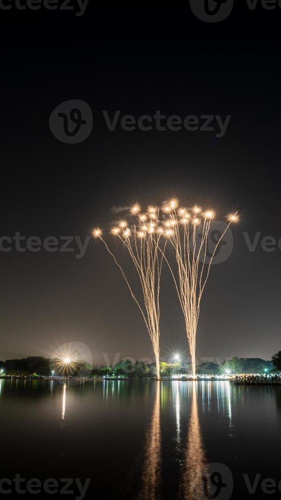 fireworks celebration at night in the Suan Luang Rama IX photo