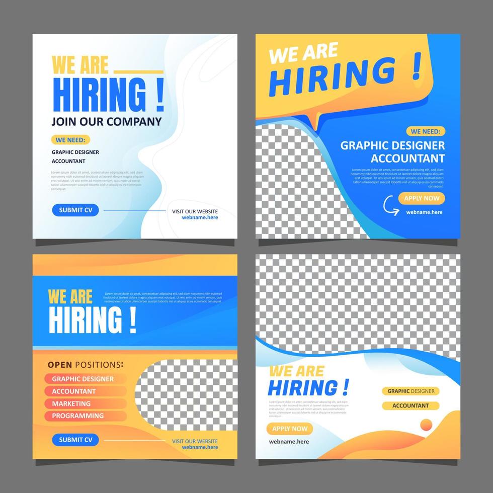 We Are Hiring Social Media Post Templates vector