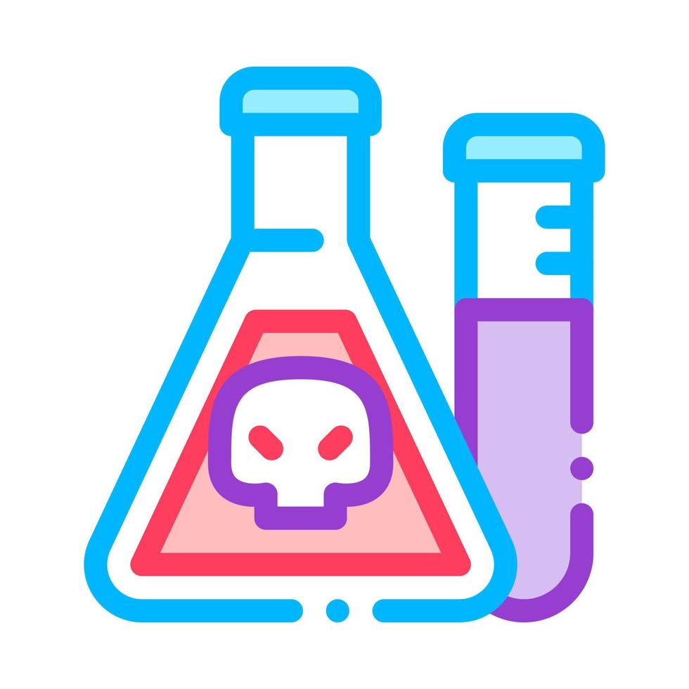 Flask With Chemical Liquid Vector Thin Line Icon