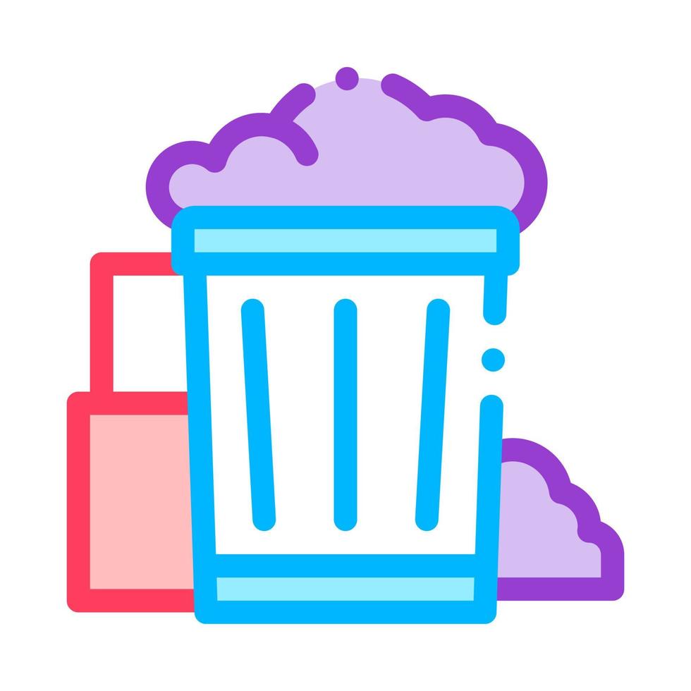 Container With Rubbish Trash Vector Thin Line Icon