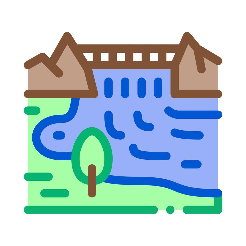 boat in river landscape icon vector outline illustration