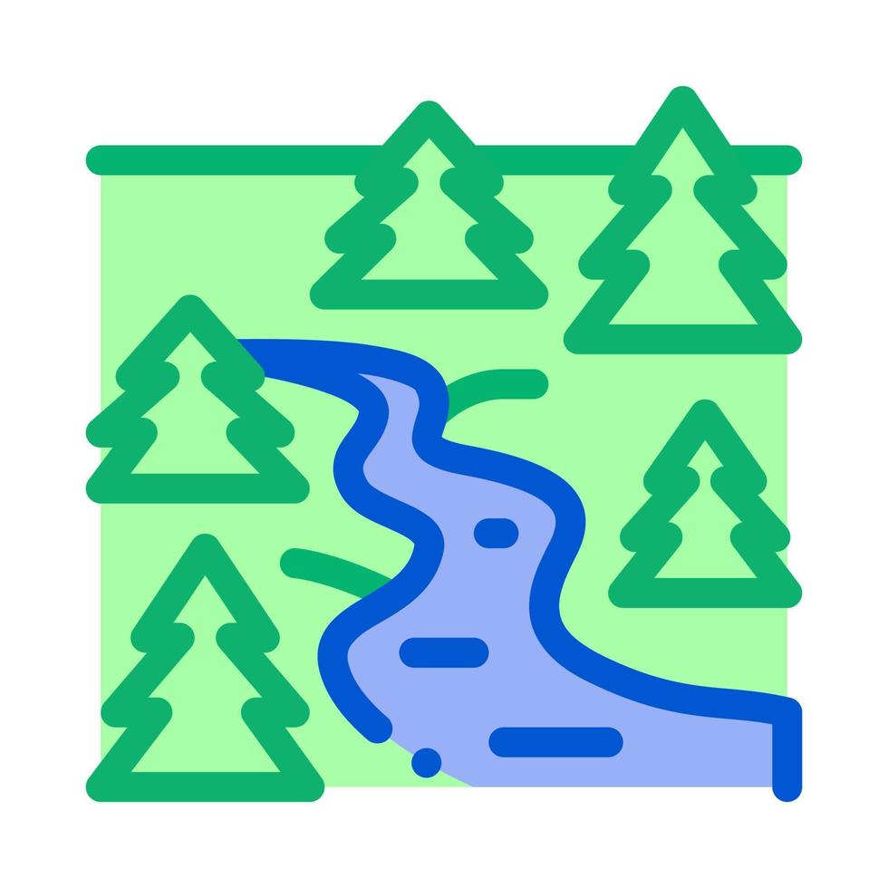 flowing river among forest icon vector outline illustration