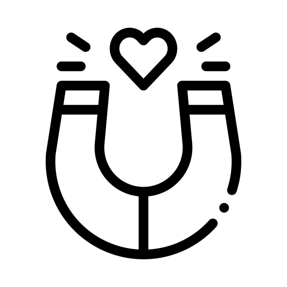 magnet attracting love icon vector outline illustration