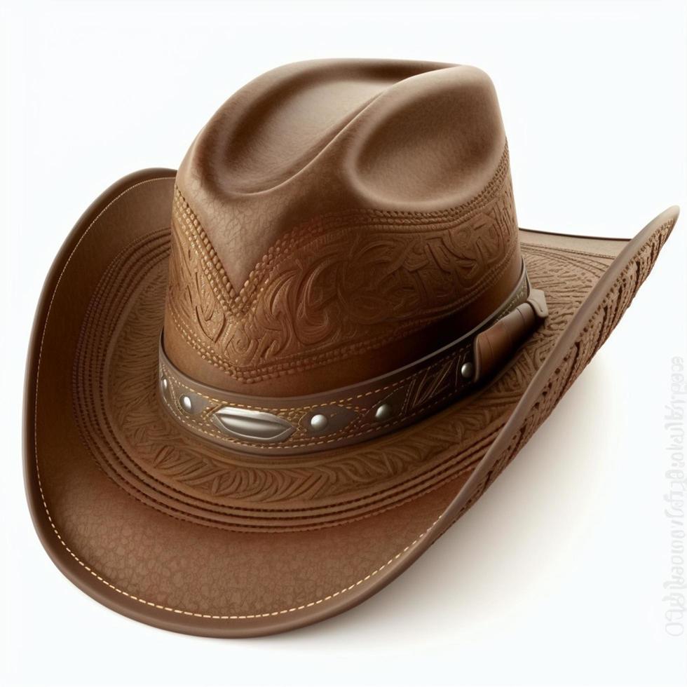 brown leather cowboy hat isolated on white background photo