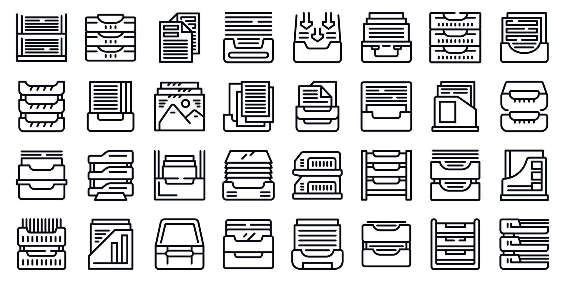 Paper tray icons set outline vector. Office rack 17325040 Vector Art at
