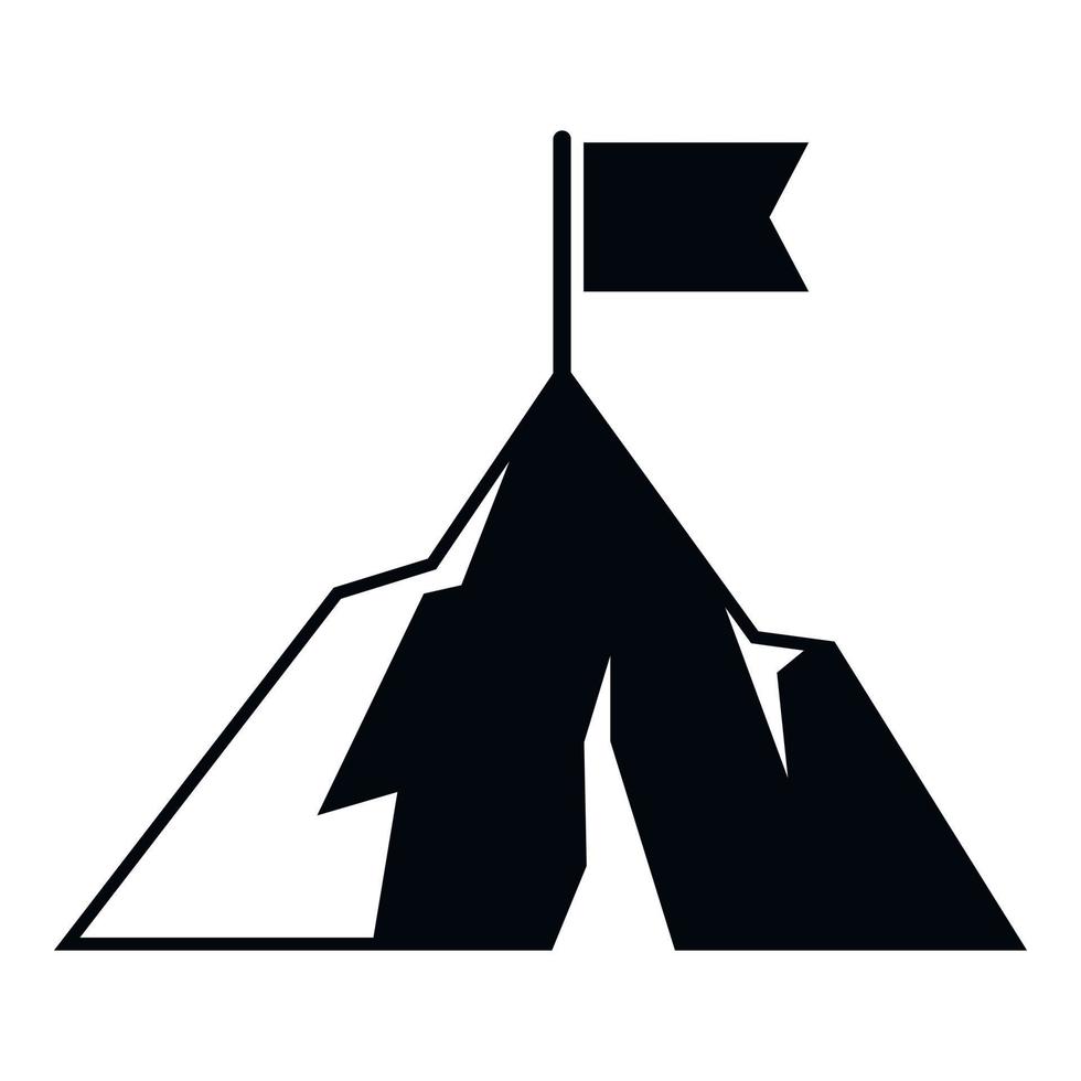 Climb flag on mountain icon simple vector. Top career vector