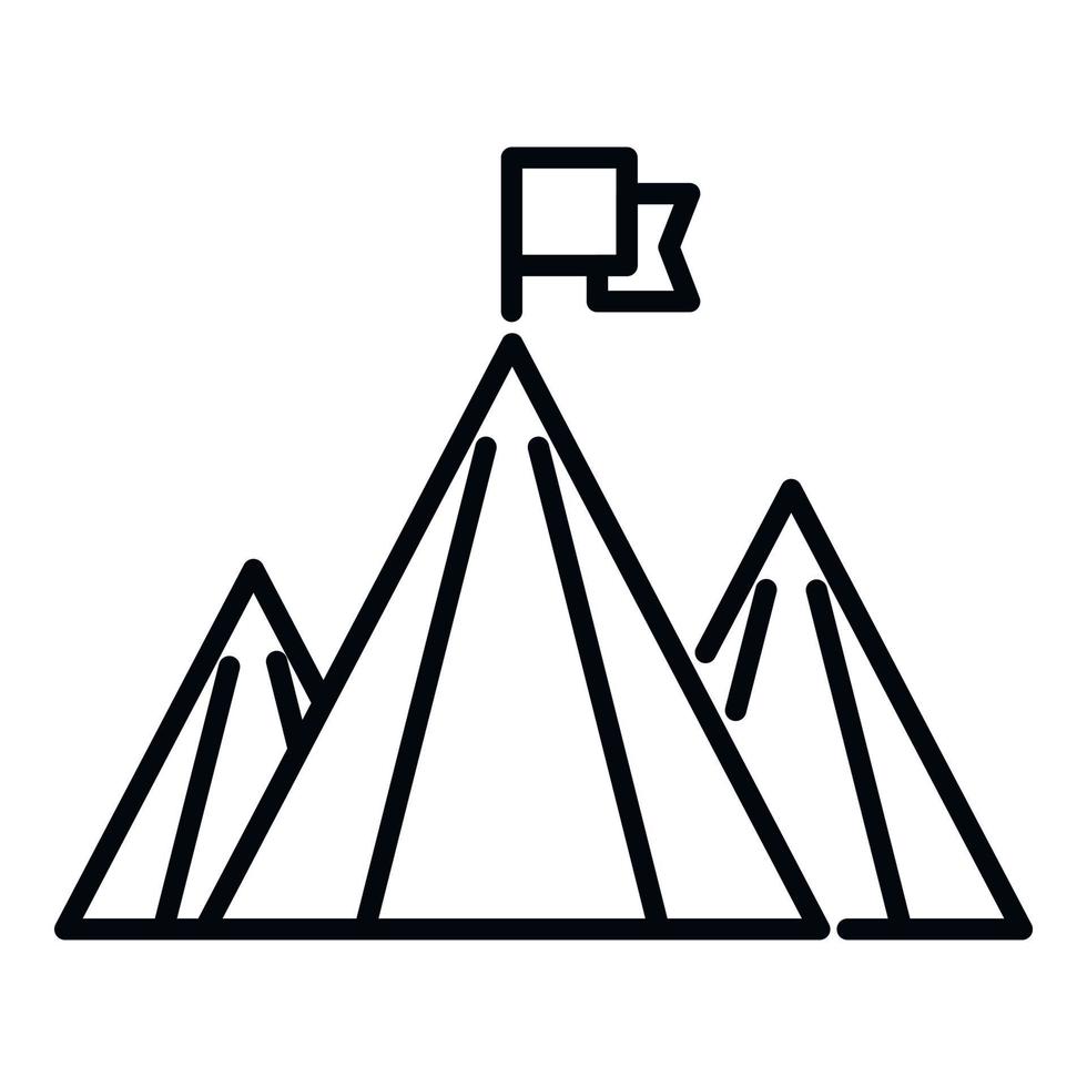 Direction flag on mountain icon outline vector. Top career vector