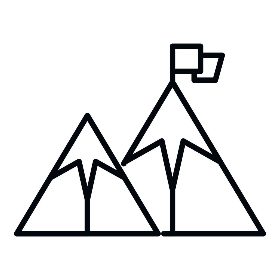 Business flag on mountain icon outline vector. Top career vector