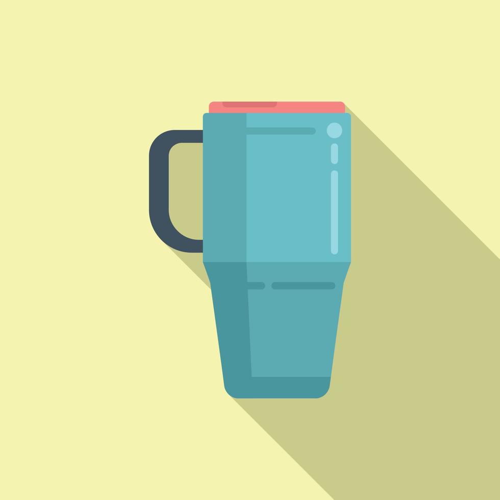 Steel thermo cup icon flat vector. Plastic mug vector