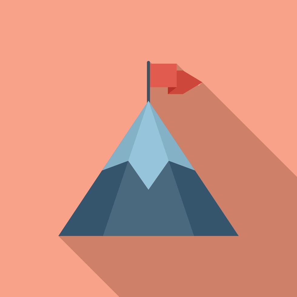 Journey flag on mountain icon flat vector. Top career vector