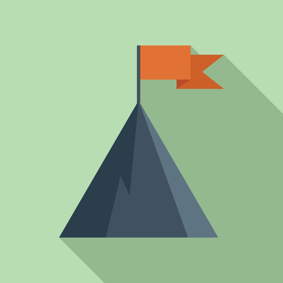 Route flag on mountain icon flat vector. Top career vector