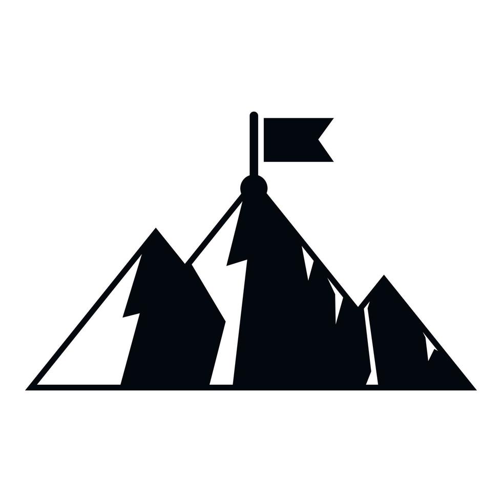 Top flag on mountain icon simple vector. Career climb vector