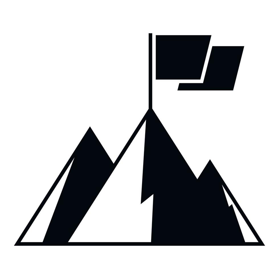 High flag on mountain icon simple vector. Top career vector