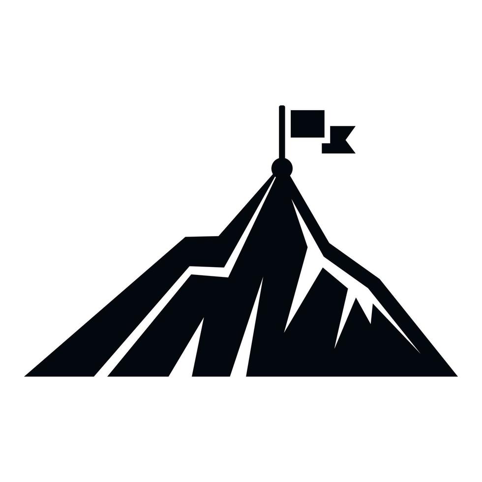 Flag on mountain icon simple vector. Top career vector
