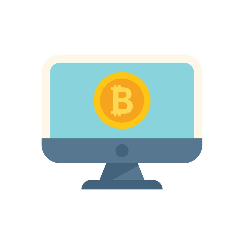 Digital monitor icon flat vector. Money bitcoin vector