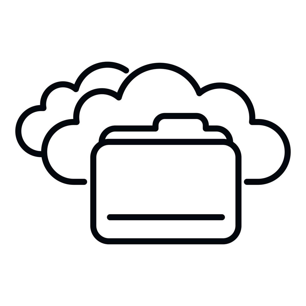 File folder icon outline vector. Data cloud vector