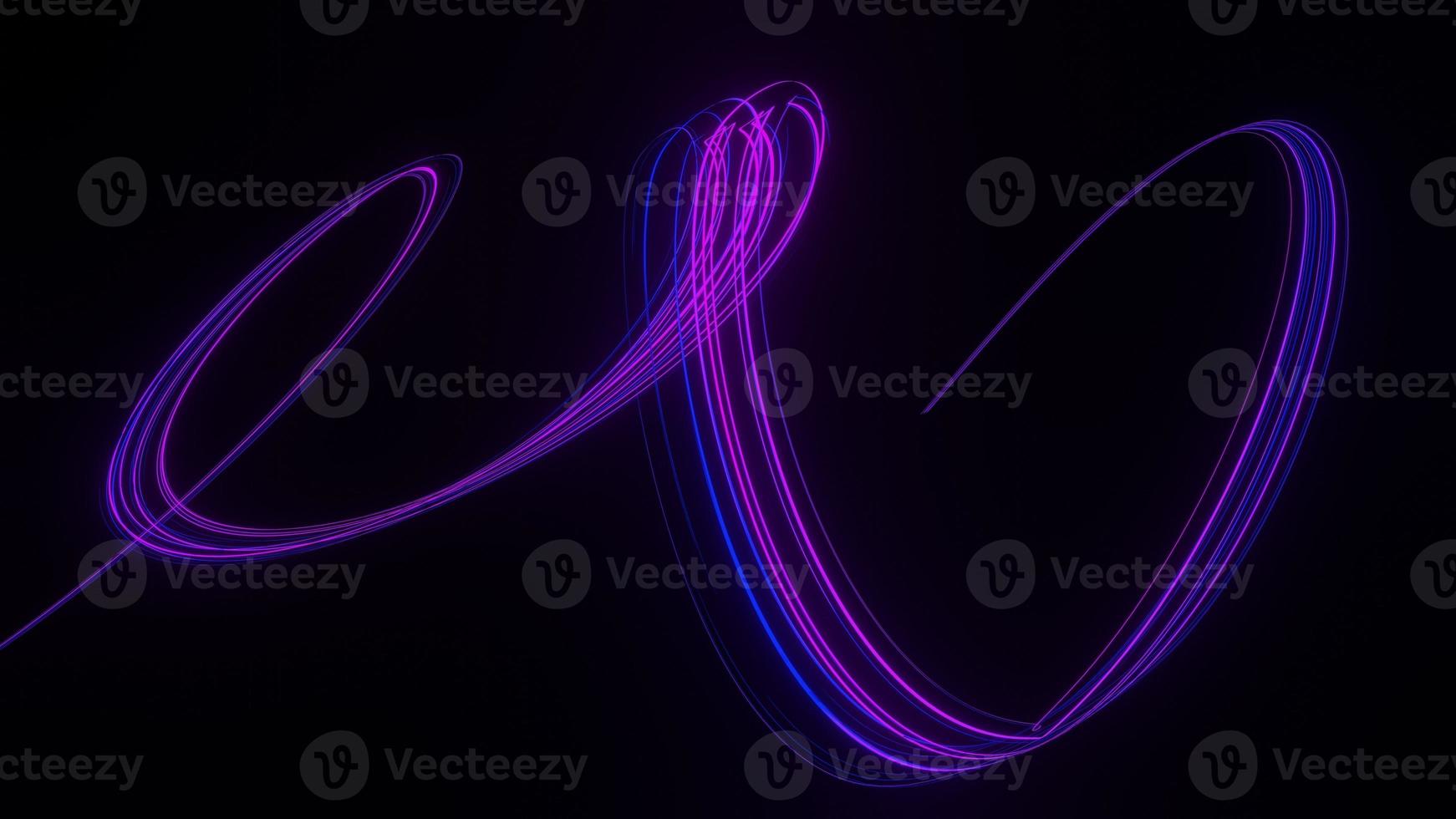 3d render of flash neon and light glowing on dark scene. Speed light moving lines. photo