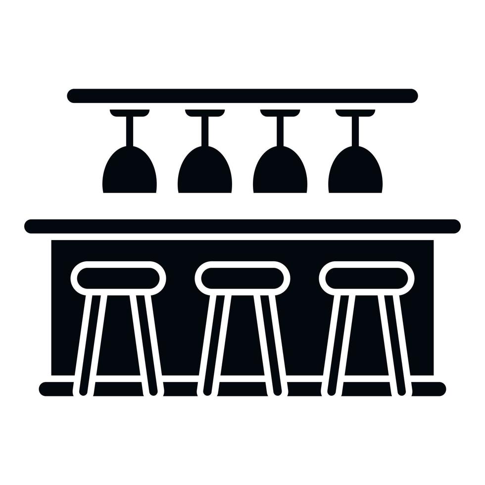 vector simple de icono de barra de bar de madera. café de mesa