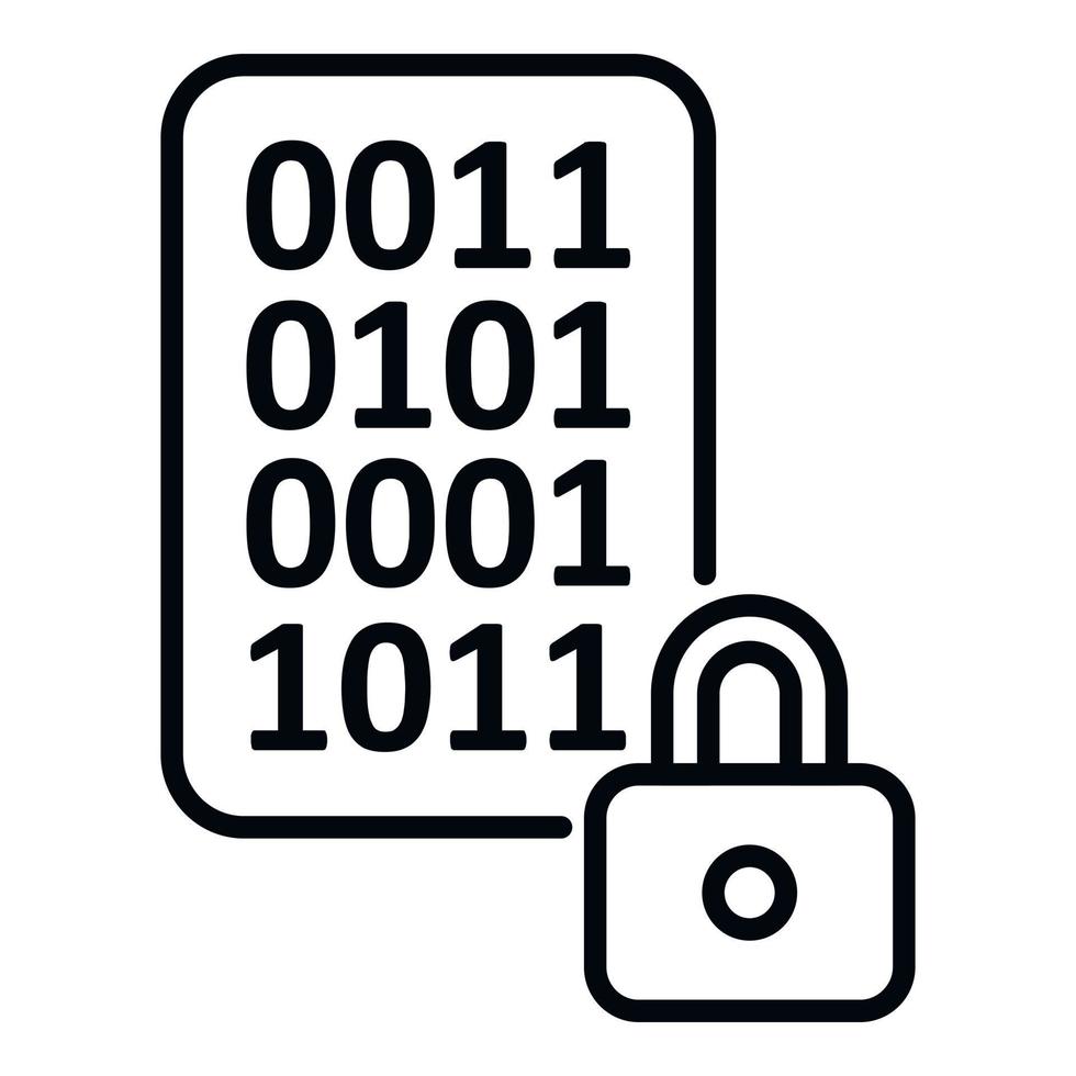 Cipher data number icon outline vector. Lock code vector