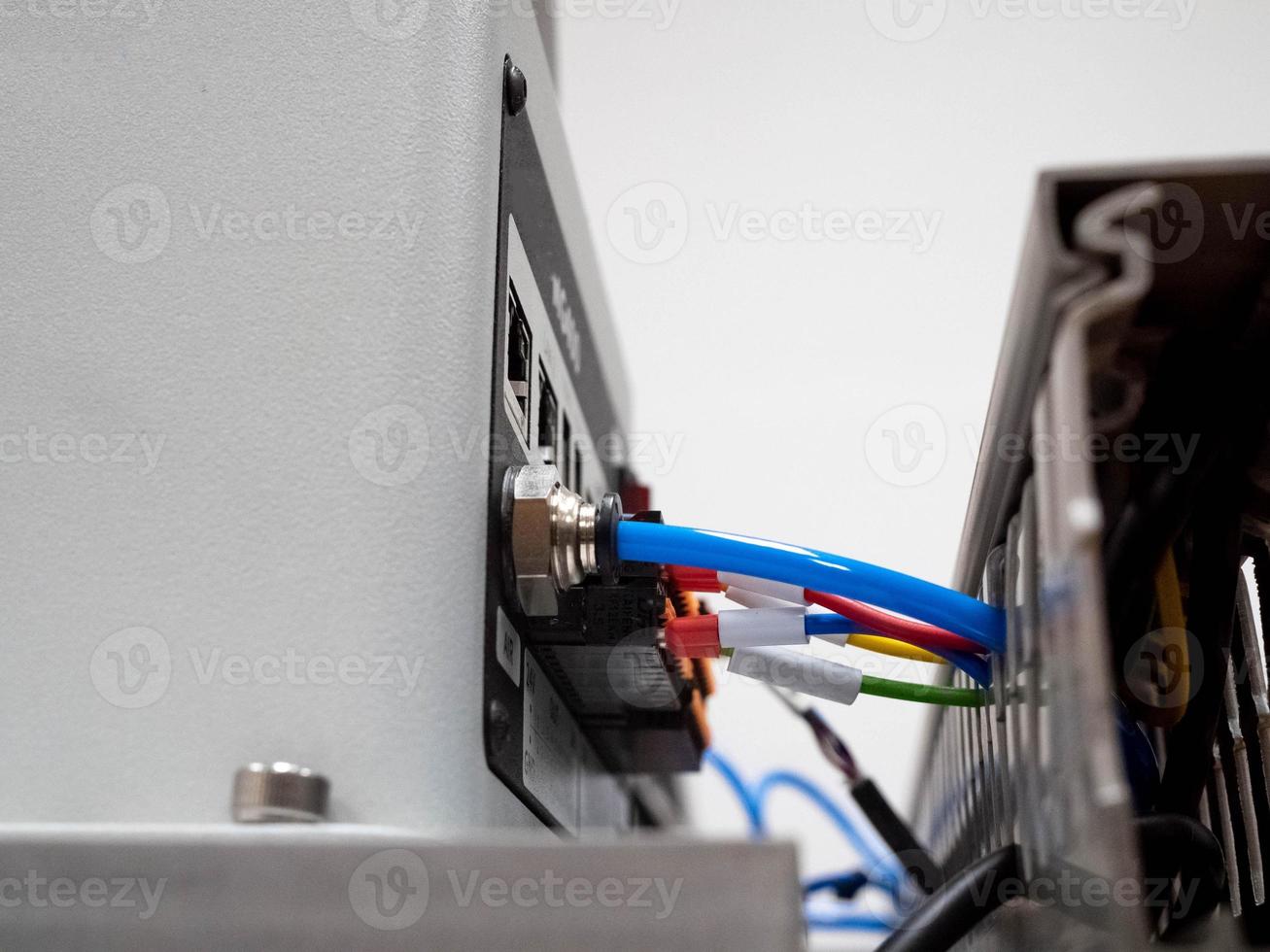 Wire cable line connection big datum network electronic link equipment industry factory chip computer notebook power communication system internet business technology plug in switch hardware concept photo