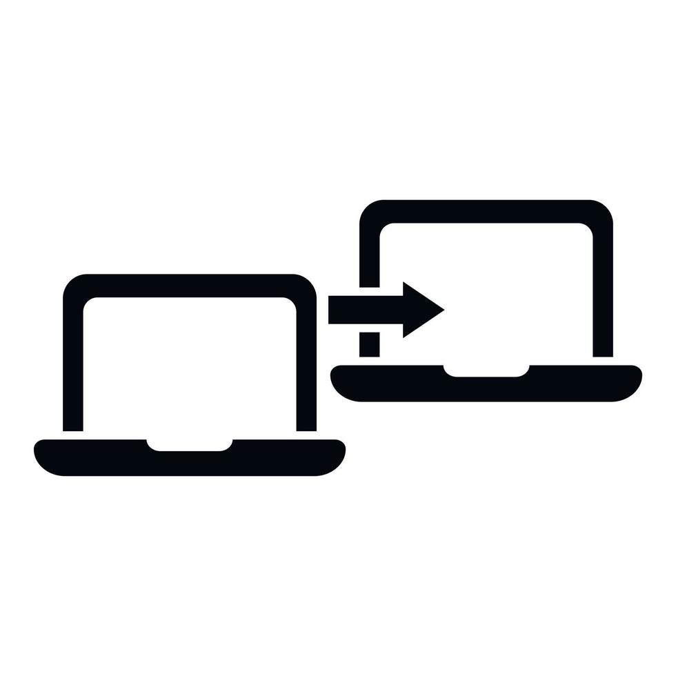 Laptop backup icon simple vector. Data cloud vector