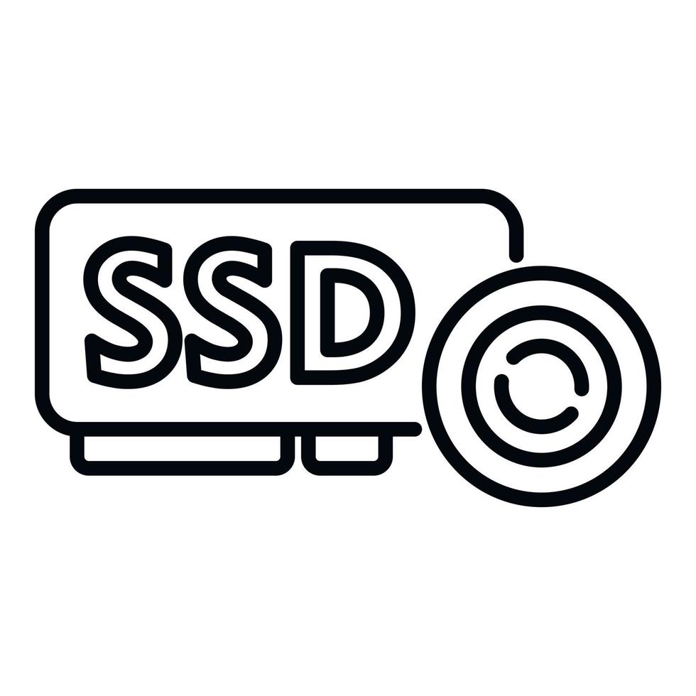 Ssd backup icon outline vector. Data cloud vector