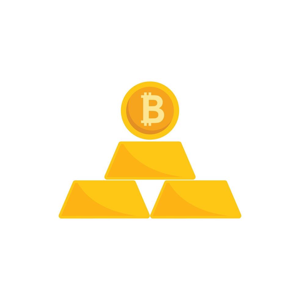 Cryptocurrency gold bar icon flat vector. Crypto money vector