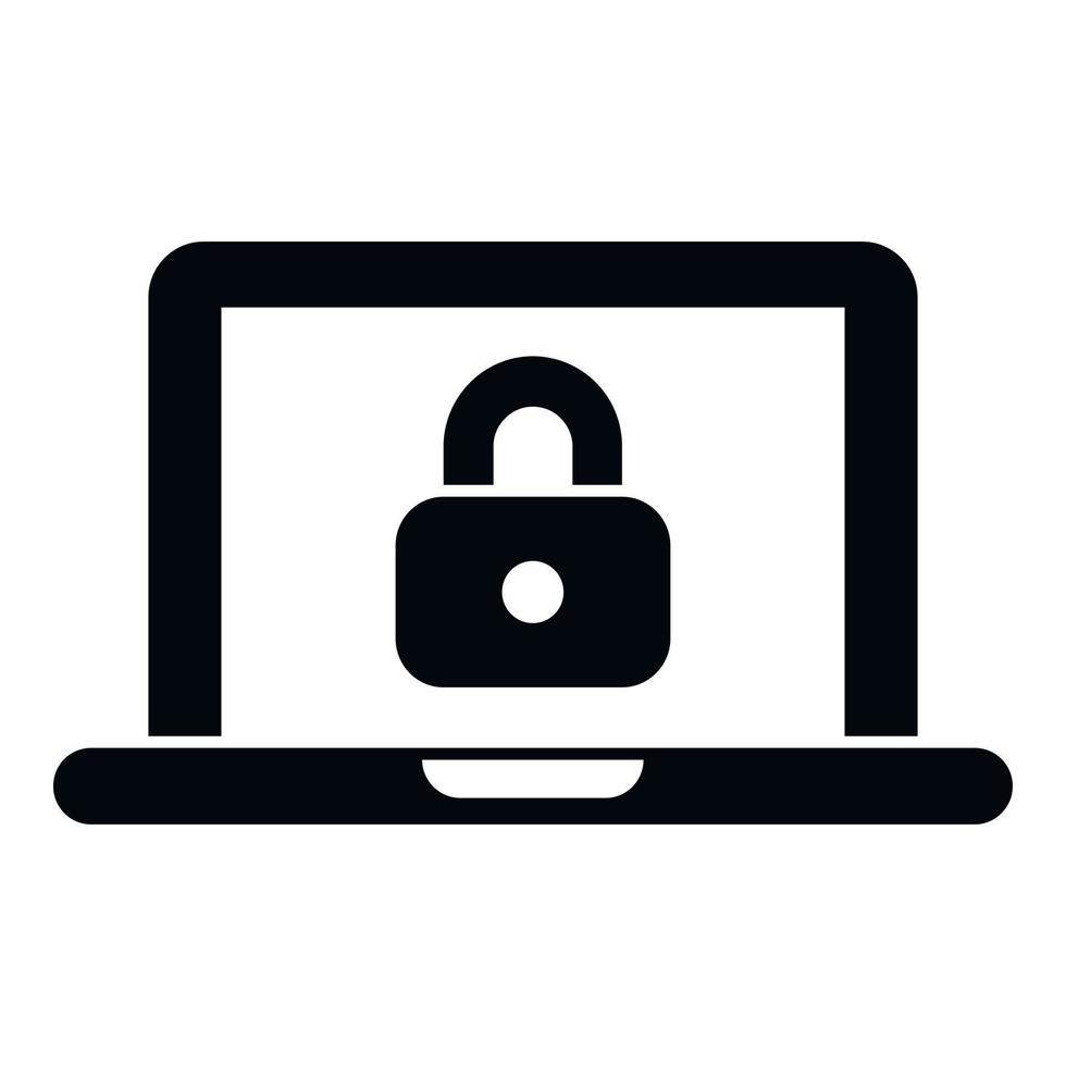 Secured laptop icon simple vector. Cipher data vector
