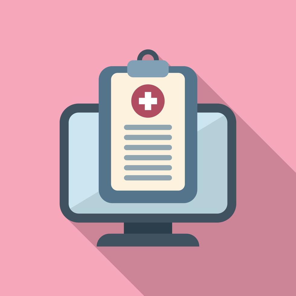 Medical card report icon flat vector. Computer electronic vector