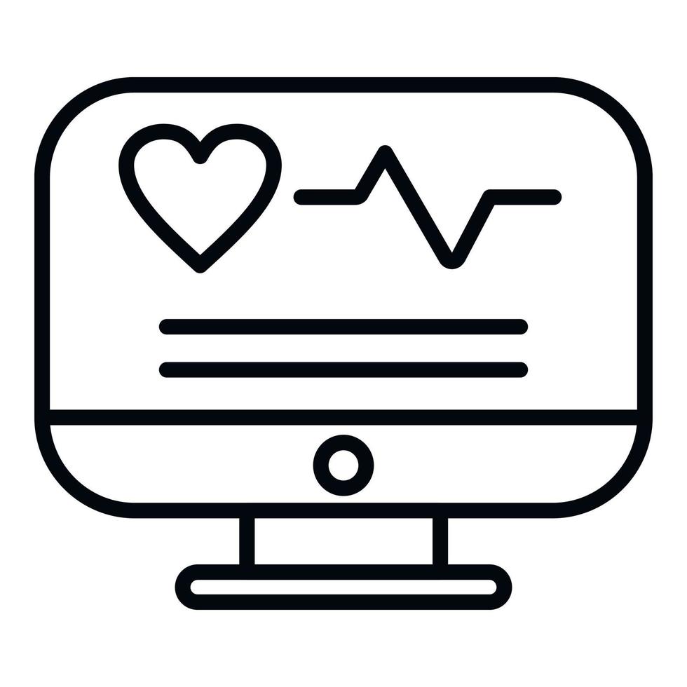 vector de contorno de icono de monitor de frecuencia cardíaca en línea. historia clínica del paciente